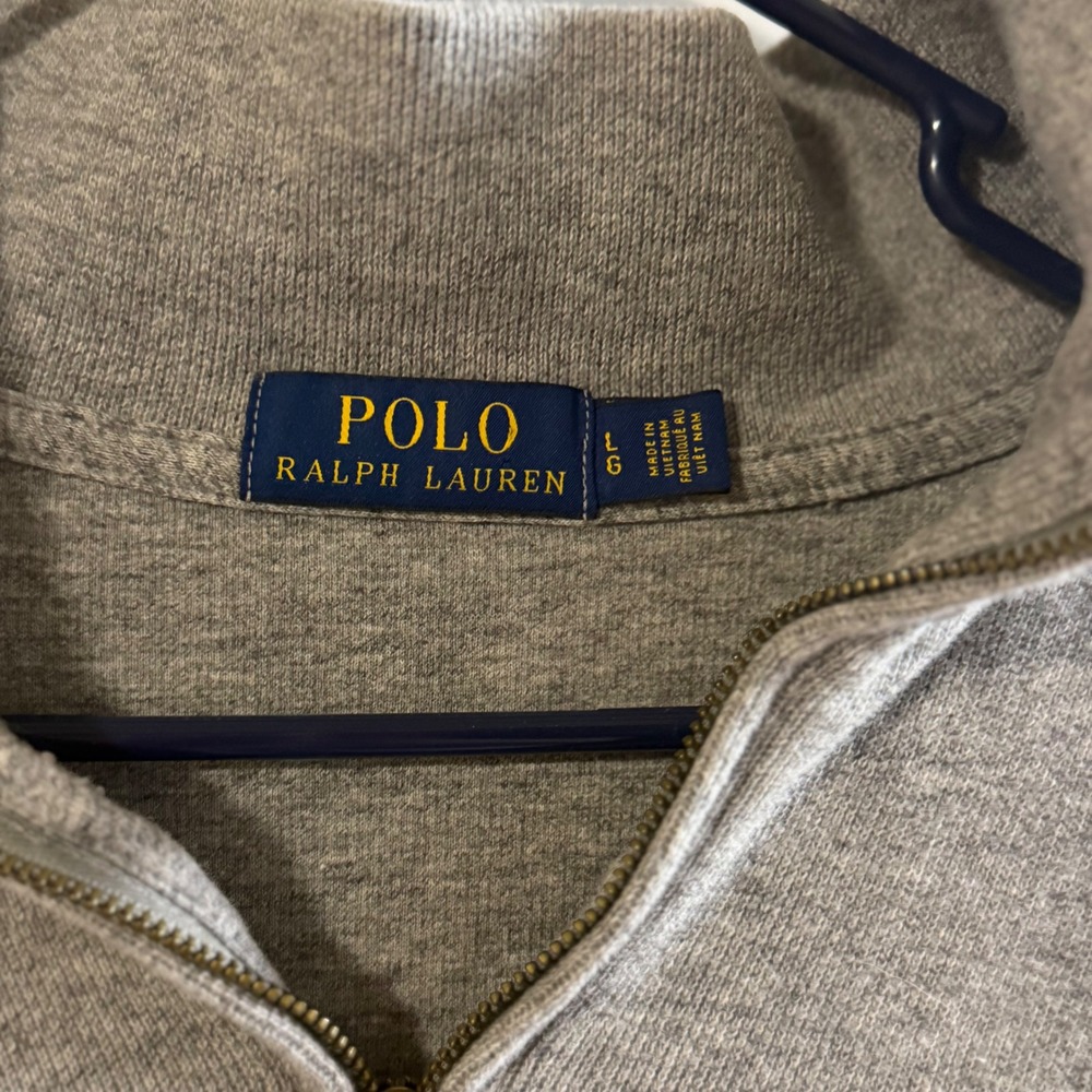 Polo Ralph Lauren Mens Quarter Zip Pullover Grey Cotton Sweater Large - Picture 2 of 5